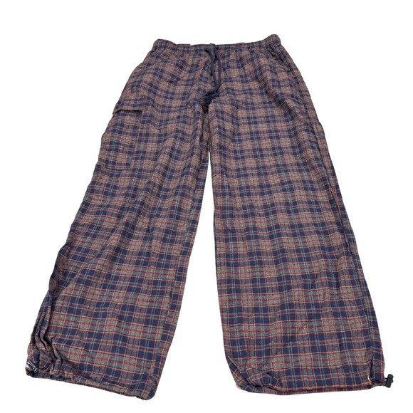 Vanilla Star Pants - Vanilla Star Dorm Pant Blue Plaid‎ Cargo Lounge Pants Large NWT MSRP $39